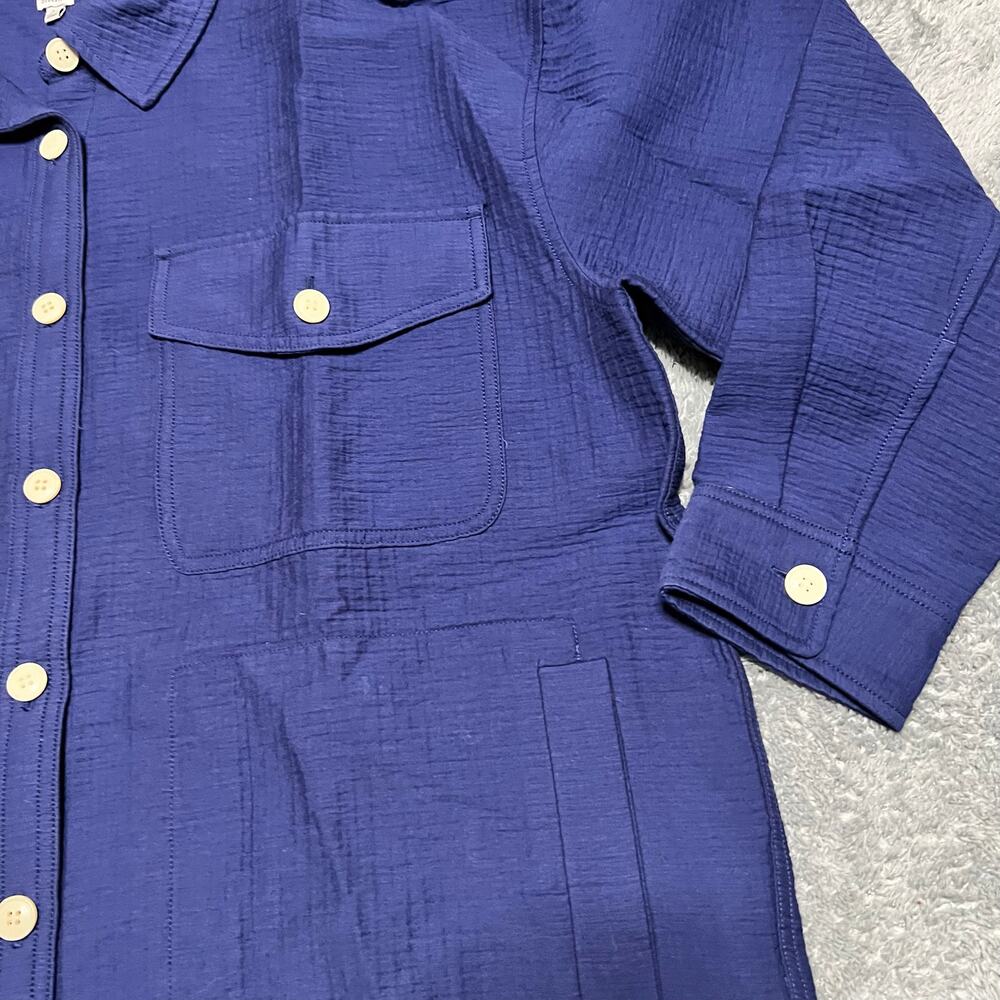 Madewell Shirt Jacket Womens Large Oversized Button Up Blue Gauze Cotton NN969 - Picture 2 of 8